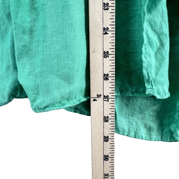 Zara Linen Shirt Women M Mint Green Asymmetric Relaxed Blouse Beach Resort Top - Picture 7 of 11